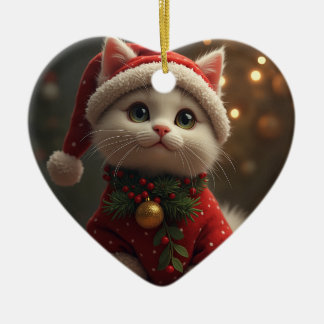Christmas Santa cat ornament