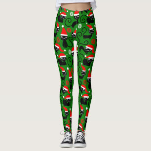 christmas santa cats leggings