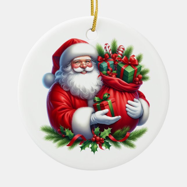 Christmas Santa Ceramic Tree Decoration (Front)