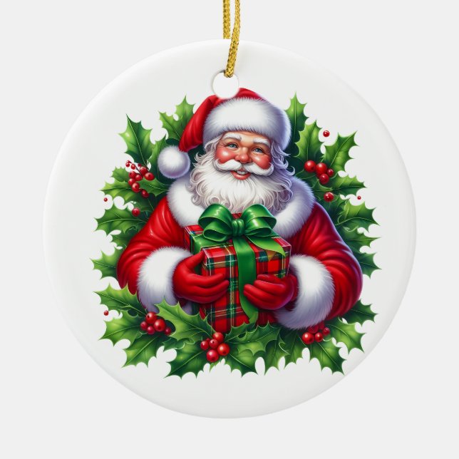 Christmas Santa Ceramic Tree Decoration (Front)
