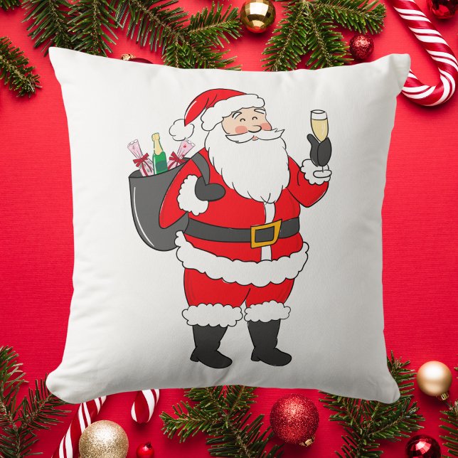Christmas Santa Champagne Lover Cushion (Creator Uploaded)