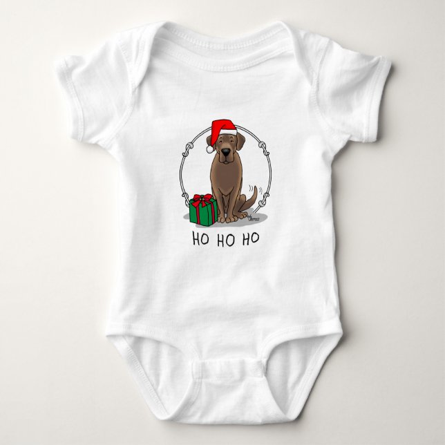 Christmas Santa Chocolate Labrador Retriever Cute Baby Bodysuit (Front)