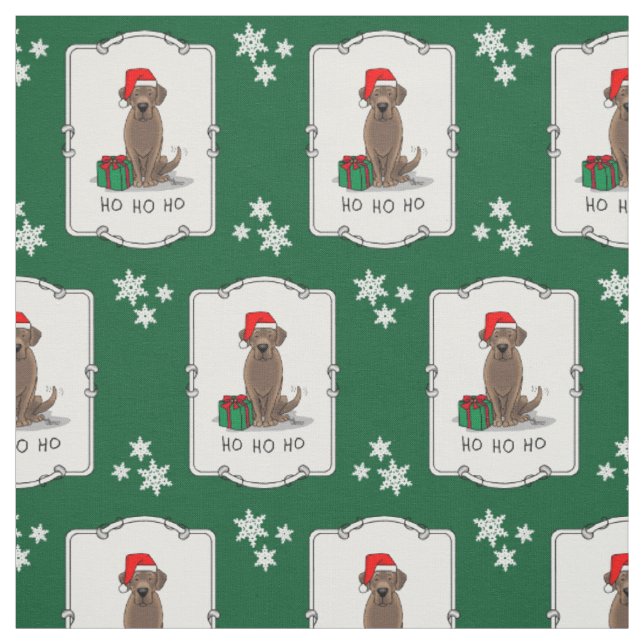 Christmas Santa Chocolate Labrador Retriever Funny Fabric (Swatch)