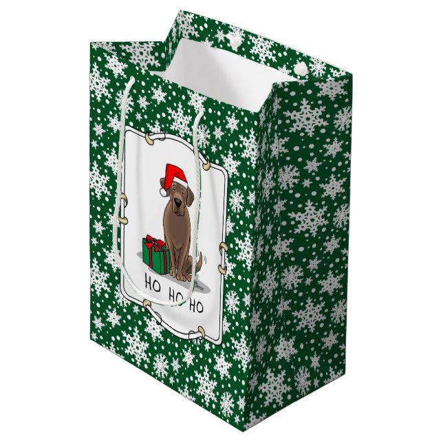 Christmas Santa Chocolate Labrador Retriever Funny Medium Gift Bag (Front Angled)
