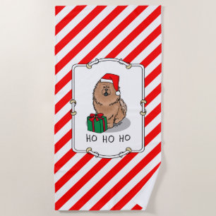 Christmas Santa Chow Chow Dog (cinnamon) Cute Beach Towel