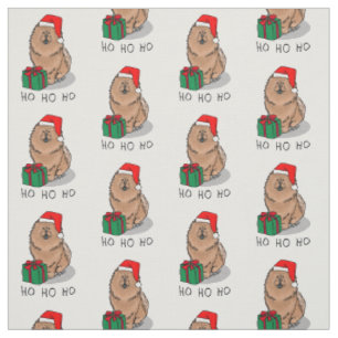 Christmas Santa Chow Chow Dog (cinnamon) Cute Fabric
