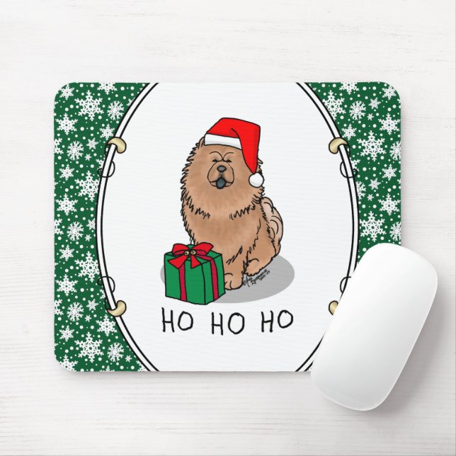 Christmas Santa Chow Chow Dog (cinnamon) Cute Mouse Pad (With Mouse)