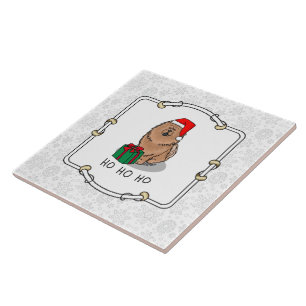 Christmas Santa Chow Chow Dog (cinnamon) Cute Tile