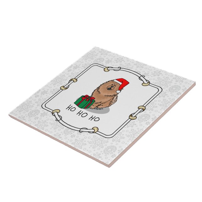 Christmas Santa Chow Chow Dog (cinnamon) Cute Tile (Side)