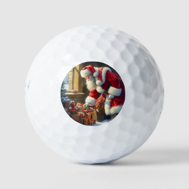 Christmas Santa Claus 3 Golf Balls (Front)