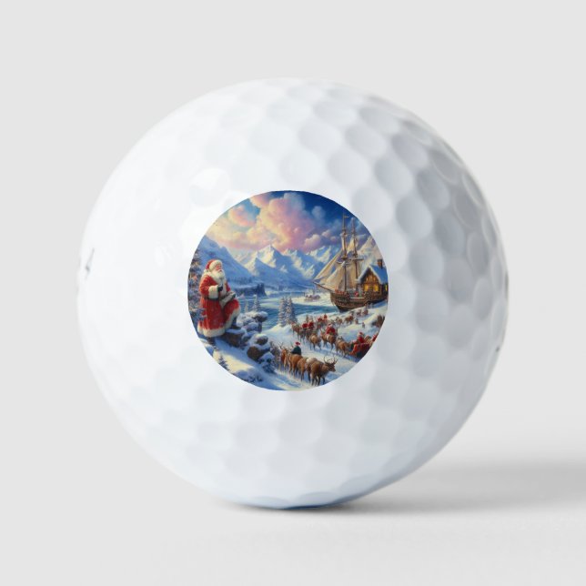 Christmas Santa Claus 6 Golf Balls (Front)