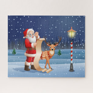 Christmas Santa Claus And Reindeer   Holidays Jigsaw Puzzle