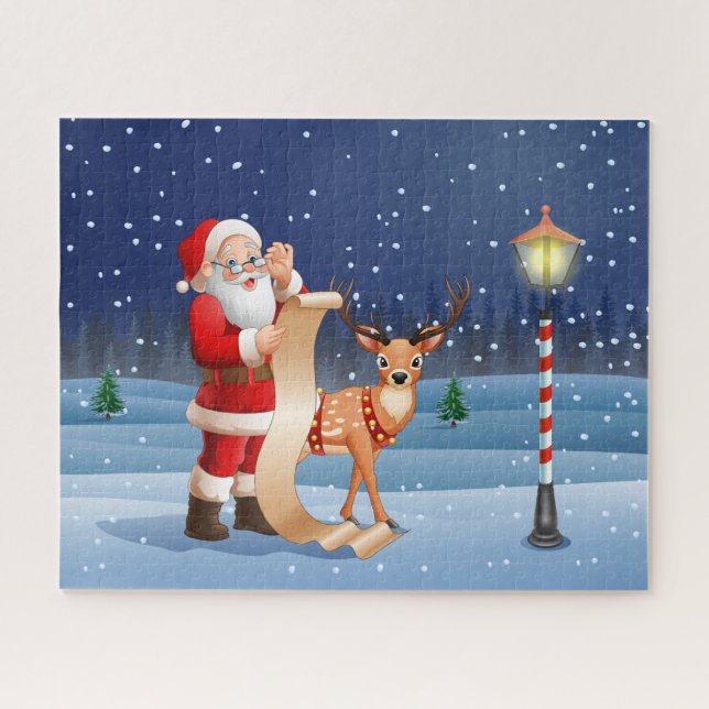 Christmas Santa Claus And Reindeer | Holidays Jigsaw Puzzle (Horizontal)
