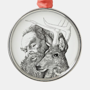 Christmas Santa Claus and Reindeer Metal Tree Decoration