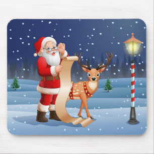 Christmas Santa Claus And Reindeer Mouse Pad