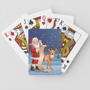 Christmas Santa Claus And Reindeer Playing Cards
