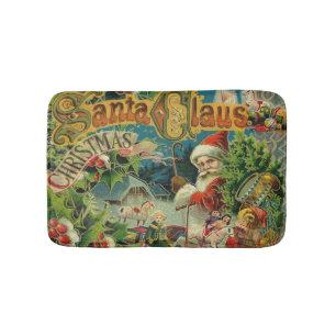 Christmas Santa Claus Antique Art Bath Mat