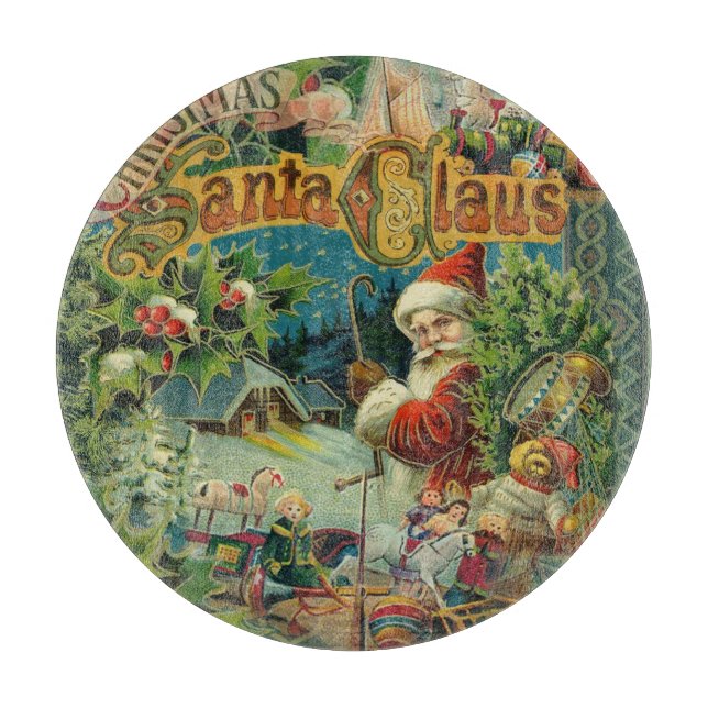 Christmas Santa Claus Antique Art Cutting Board (Front)