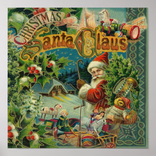 Christmas Santa Claus Antique Vintage Victorian Poster