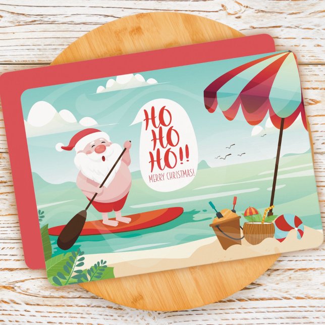 Christmas Santa Claus at the Beach Card (Creator Uploaded)