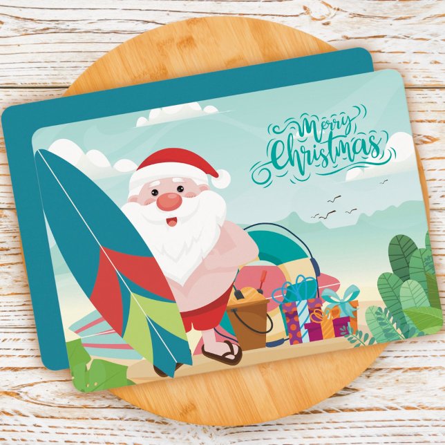 Christmas Santa Claus at the Beach Card (Creator Uploaded)