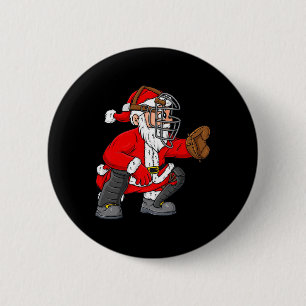 Christmas Santa Claus Baseball Catcher Boys Girls  6 Cm Round Badge