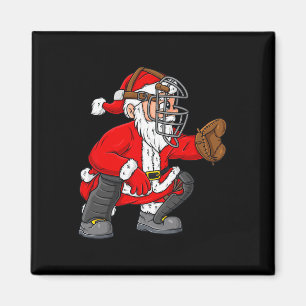 Christmas Santa Claus Baseball Catcher Boys Girls  Magnet