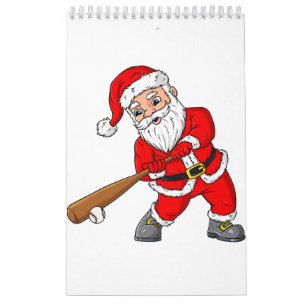 Christmas Santa Claus Baseball Pitcher Boys Kids T Calendar