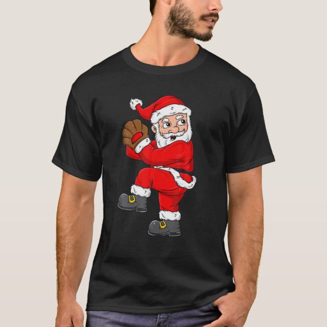 Christmas Santa Claus Baseball Pitcher Boys Kids T T-Shirt (Front)