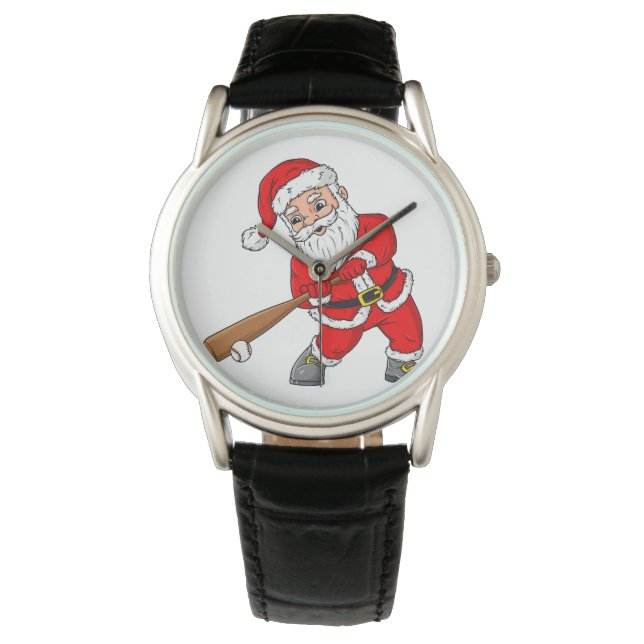 Christmas Santa Claus Baseball Pitcher Boys Kids T Watch (Front)