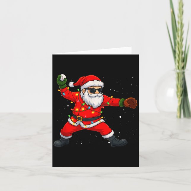 Christmas Santa Claus Baseball Tcher Boys Kids Tee Card (Front)