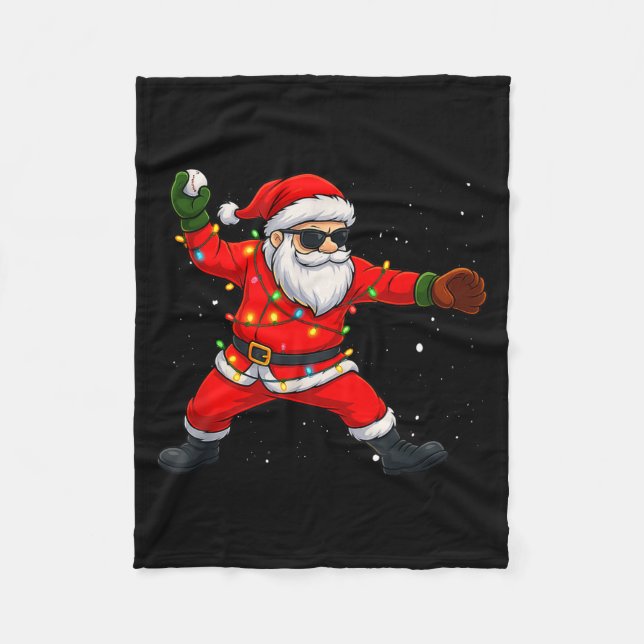 Christmas Santa Claus Baseball Tcher Boys Kids Tee Fleece Blanket (Front)