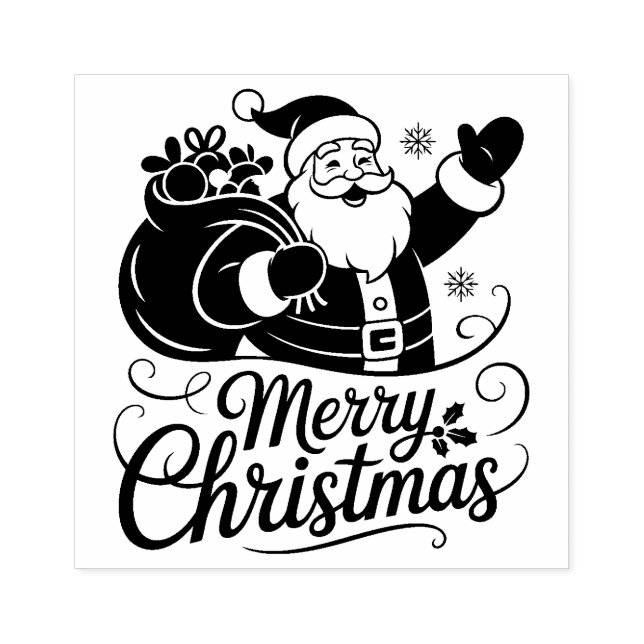 Christmas Santa Claus Card Rubber Stamp (Imprint)