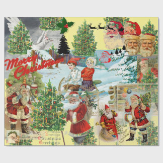 CHRISTMAS Santa Claus COLLAGE Wrapping Paper