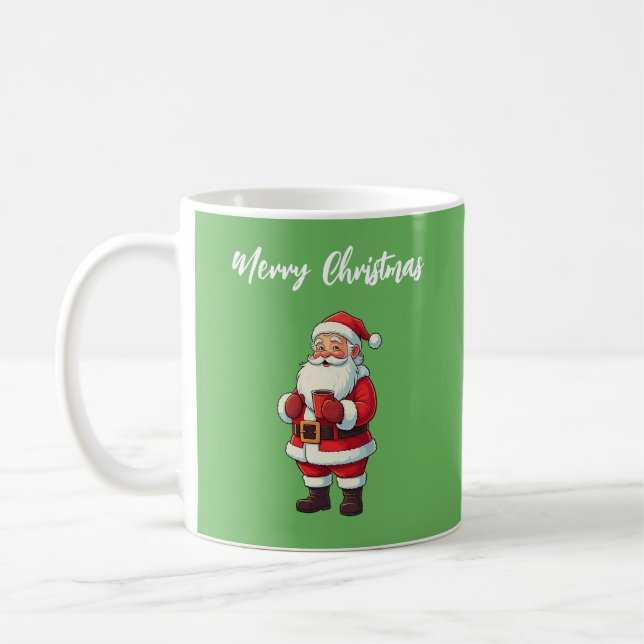 Christmas Santa Claus Drinking Hot Chocolate Coffee Mug (Left)