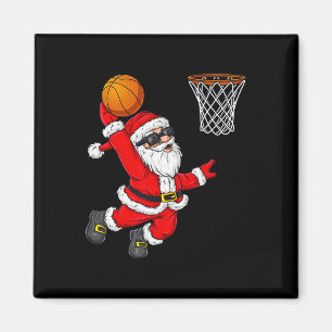 Christmas Santa Claus Dunking A Basketball Boys Ki Magnet