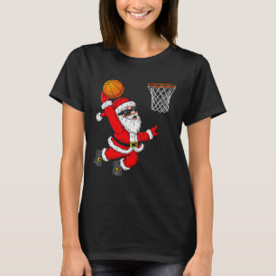 Christmas Santa Claus Dunking A Basketball Boys Ki T-Shirt