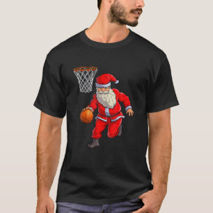 Christmas Santa Claus Dunking A Basketball Funny X T-Shirt