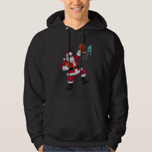 Christmas Santa Claus Dunking A Basketball Xmas Hoodie