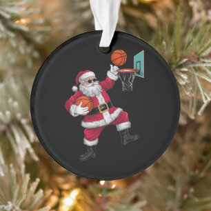 Christmas Santa Claus Dunking A Basketball Xmas Ornament