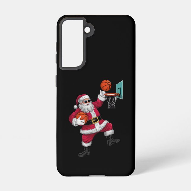 Christmas Santa Claus Dunking A Basketball Xmas Samsung Galaxy S21 Case (Back)