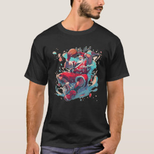 Christmas Santa Claus Dunking A Basketball Xmas T-Shirt