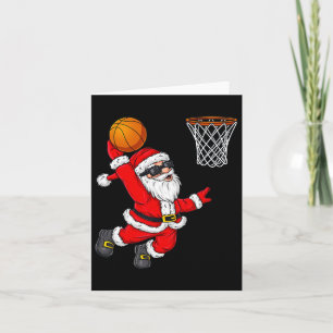Christmas Santa Claus Dunking A Bysketbyll Boys Ki Card