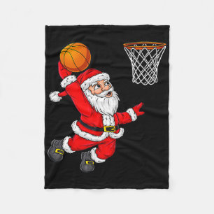 Christmas Santa Claus Dunking A Bysketbyll Fun Xma Fleece Blanket