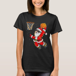 Christmas Santa Claus Dunking A Bysketbyll Xmas Fo T-Shirt