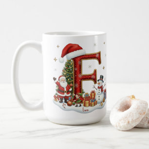 Christmas Santa Claus Elf Penguin Alphabet E Coffee Mug