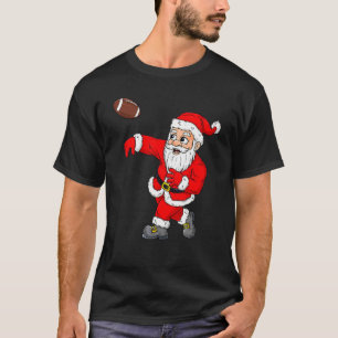Christmas Santa Claus Football Quarterback Boys Ki T-Shirt