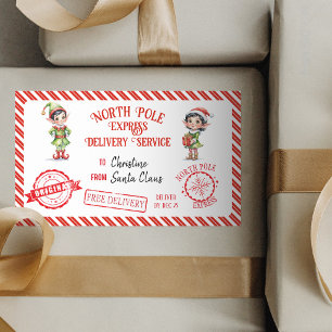 Christmas Santa Claus Gift North Pole Delivery Rectangular Sticker
