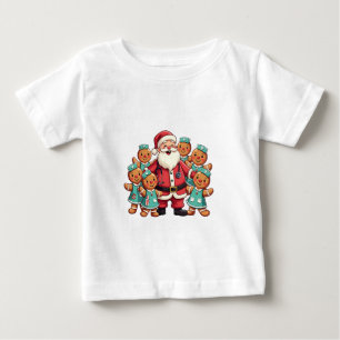 Christmas Santa Claus Gingerbread Nurses Baby T-Shirt