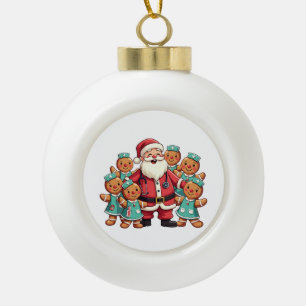 Christmas Santa Claus Gingerbread Nurses  Ceramic Ball Christmas Ornament